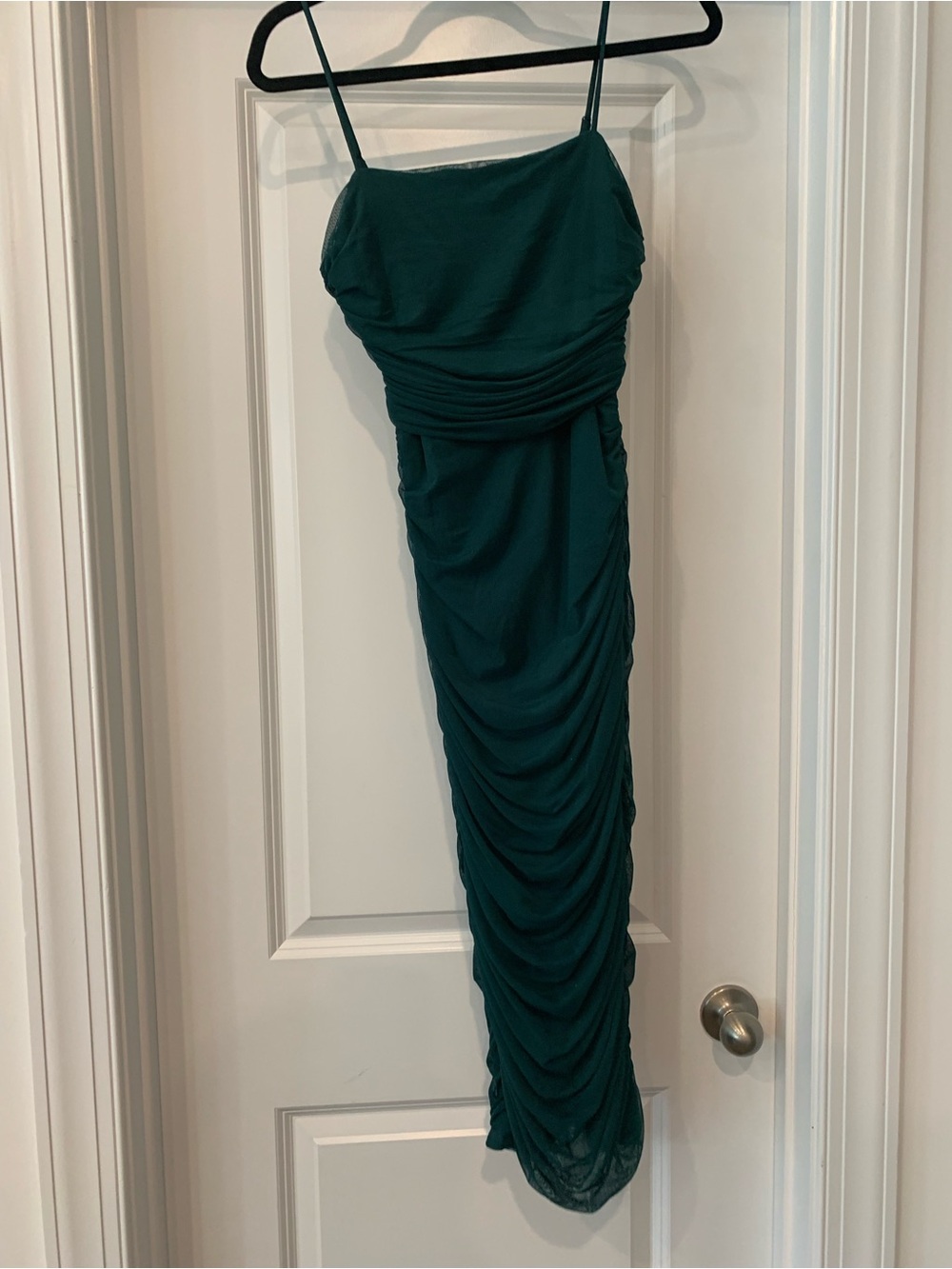 Crystal Sky midi Draped Teal Spaghetti-Strap Maxi Dress M